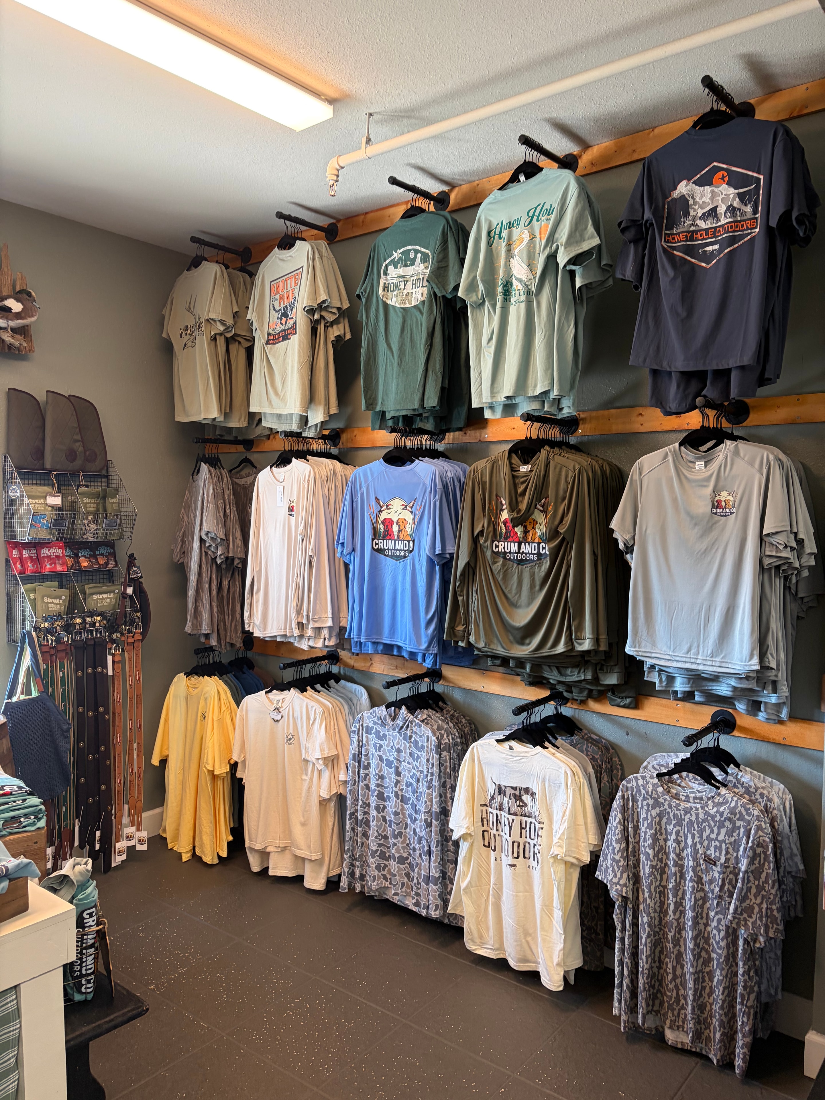 T-shirts and outdoor apparel at Crum and Co. Outdoors